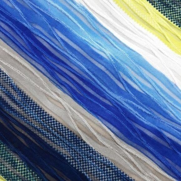 Muse Bandage Bodycon Textured Striped Watercolor Long‎ Sleeve Dress Sz 14 - Picture 10 of 11